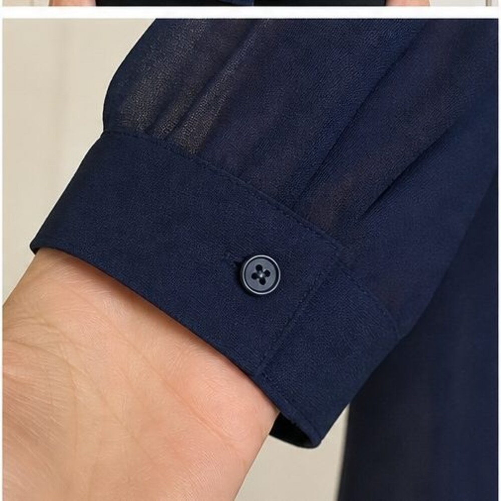 Navy Button Blouse - Picture 5 of 6